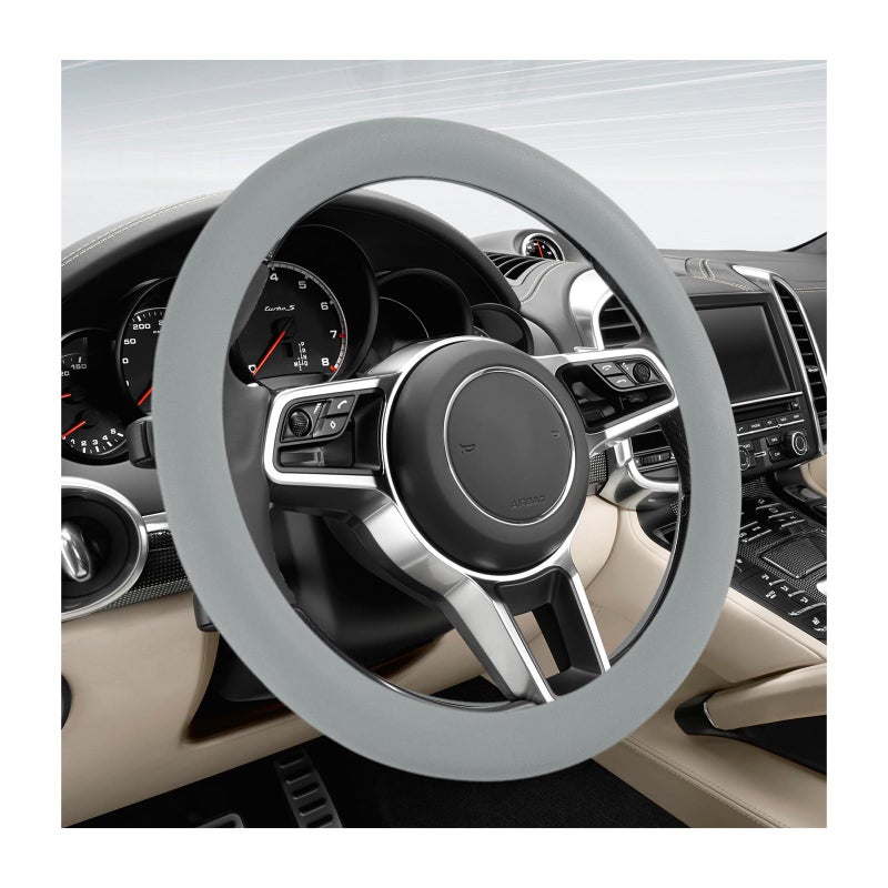 DXNQ Car Steering Wheel Cover  13 to 14.17 inches Anti-Slip Silicone Steering Wheel Protector  Soft Flexible Shock-Absorbent Steering Wheel Protective Cover for Most Car Models (Gray) - Image 1